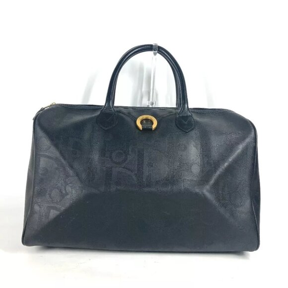 Dior vintage Trotter Hand Bag Tote Bag Duffle Bag Leather/PVC Black - Picture 1 of 13